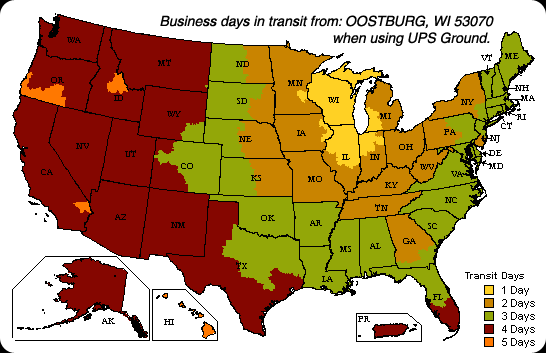 Delivery Days from Vinyl Graphics using UPS Ground