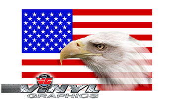 Straight American Flag w/ Eagle Vinyl Decals (Small)