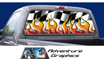 Flaming Finish Truck Rear Window Graphic