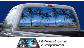Paradise Custom Truck or SUV Rear Window Graphic by Adventure Graphics