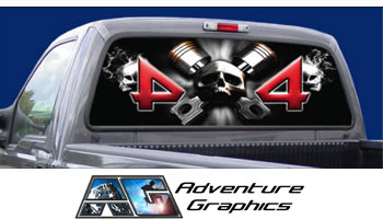 Piston Rage Custom Truck or SUV Rear Window Graphic by Adventure Graphics