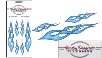 Blue Vinyl Flame Stickers